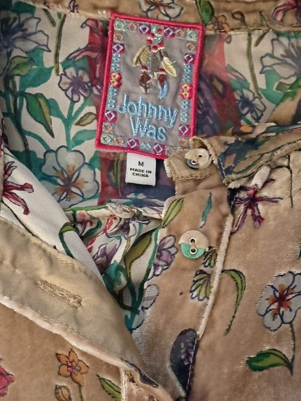 M Johnny Was Women's Sugar Burnout Velvet Paisley Print Lynn Shirt - Picture 9 of 9